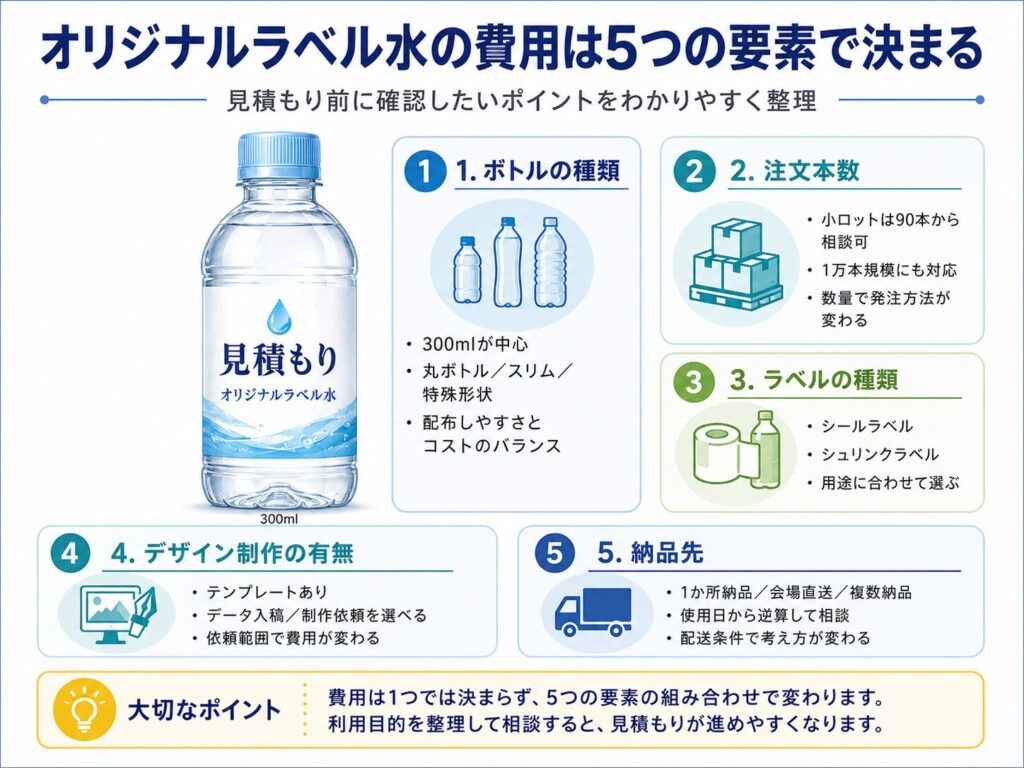 オリジナルラベル水の費用は5つの要素で決まる