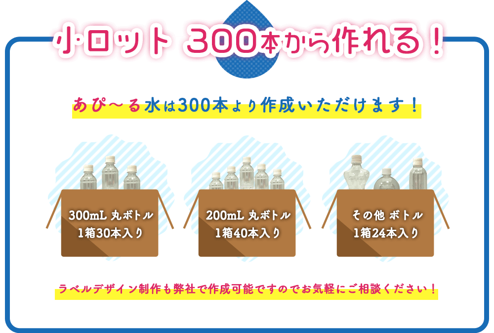 小ロット 300本から作れる!